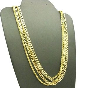 NEW HIP HOP CHAINS SET ROPE & BOX & LINK & CUBAN N
